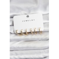 Zirkon Taşlı Gold Renk Pirinç Kadın Küpe Seti TJ-BKP11481