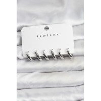 Gümüş Renk Pirinç Halka Kadın Küpe Seti TJ-BKP11482