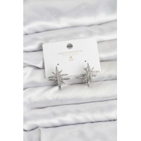 Gümüş Renk Pirinç Çift Taraflı Kutup Yıldızı Kadın Küpe TJ-BKP11511