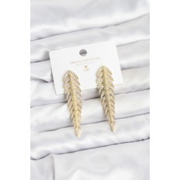Pirinç Gold Renk Balık Sırtı Model Zirkon Taşlı Kadın Küpe TJ-BKP11516