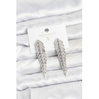 Pirinç Gümüş Renk Balık Sırtı Model Zirkon Taşlı Kadın Küpe TJ-BKP11517
