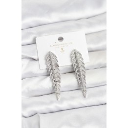 Pirinç Gümüş Renk Balık Sırtı Model Zirkon Taşlı Kadın Küpe TJ-BKP11517