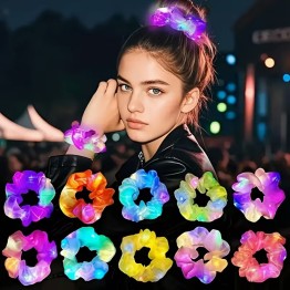 Pembe Renk Led Işıklı Lastikli Saç Tokası - 3 Modlu Festival & Parti Saç Tokası 1 Adet