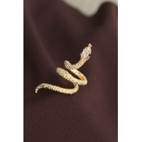 Ayarlanabilir Gold Renk Zirkon Taşlı Yılan Yüzük TJ-BYK2237