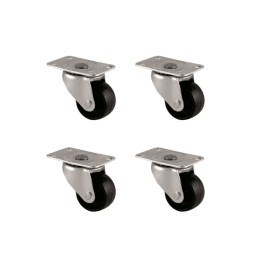 Furç Tablalı Bilyalı Teker - 38MM - Siyah HKS234 - 4 Adet