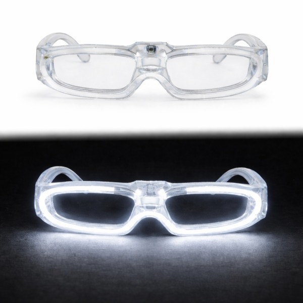Beyaz LED Işıklı Parti Gözlüğü 3 Modlu – Glow & Gece Eğlence Gözlüğü