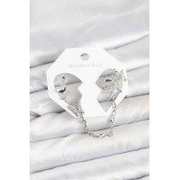 Pirinç Gümüş Renk Model Zincir Bağlantılı Ear Cuff Küpe Seti TJ-BKP11535