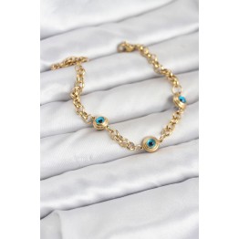 316L Çelik Nazar Model Gold Renk Kadın Bileklik TJ-BB8166