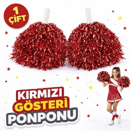 1 Çift ( 2 Adet ) Kırmızı Renk 23 Nisan 19 Mayıs 29 Ekim Okul Gösteri Ponponları