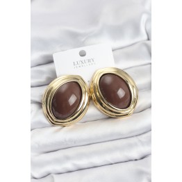 Pirinç Kahverengi Badem Model Vintage Gold Kadın Küpe - TJ-BKP11590
