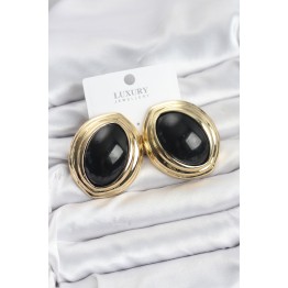 Pirinç Siyah Badem Model Vintage Gold Kadın Küpe TJ-BKP11593