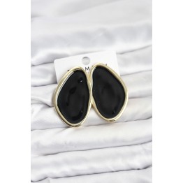Pirinç Siyah Mineli Damla Model Vintage Plaka Kadın Küpe TJ-BKP11596