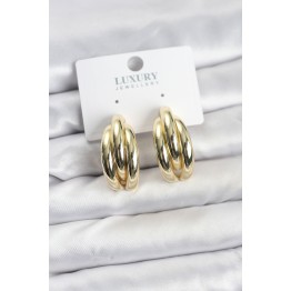 Gold Renk Pirinç Yarım Halka Model Kadın Küpe TJ-BKP11602