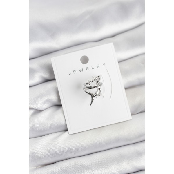 Gümüş Renk Pirinç Diken Model Kıkırdak Earcuff Küpe TJ-BKP11622