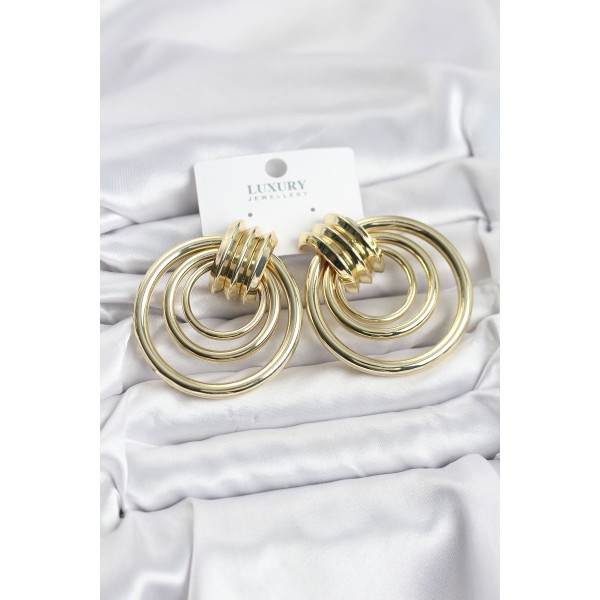 Pirinç Gold Renk Halka Model Vintage Kadın Küpe TJ-BKP11629