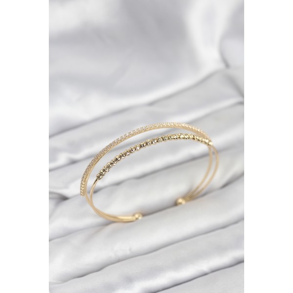 Dorika Model Pirinç Gold Renk Kadın Bileklik TJ-BB8249