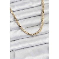 Pirinç Gold Renk Yassı Zincir Kadın Kolye TJ-BKO10818
