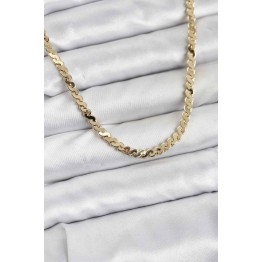 Pirinç Gold Renk Yassı Zincir Kadın Kolye TJ-BKO10818