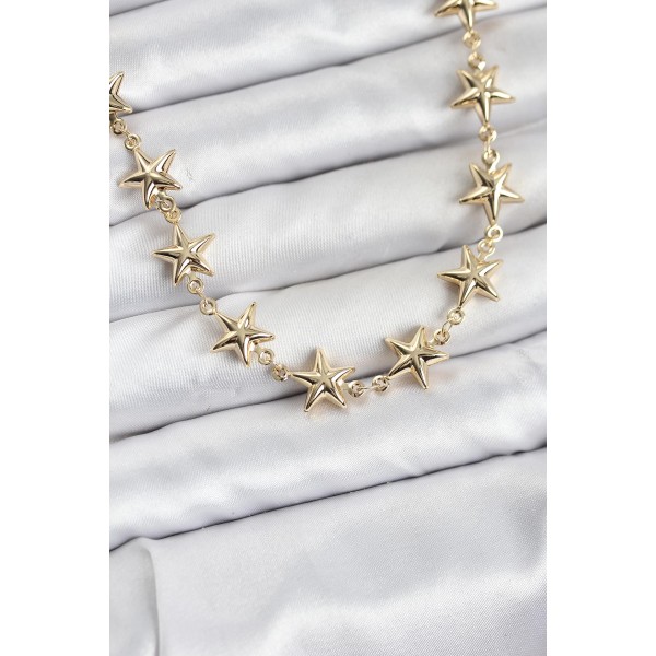 Yıldız Model Pirinç Gold Renk Kadın Kolye TJ-BKO10823