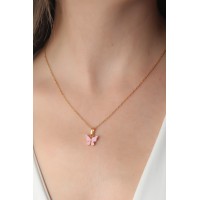 Gold Pembe Renk Figür Kadın Kolye TJ-BKO6817