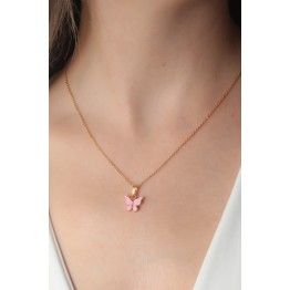 Gold Pembe Renk Figür Kadın Kolye TJ-BKO6817