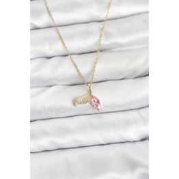 316L Çelik Zincir Gold Renk Balık Kuyruğu Model Zirkon Taşlı Kadın Kolye TJ-BKO10857