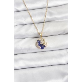 316L Çelik Zincir Gold Renk Gece Model Zirkon Taşlı Kadın Kolye TJ-BKO10891