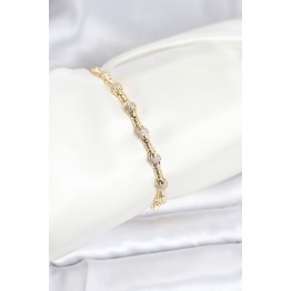 Pirinç Gold Renk VIP Seri Punta Model Zirkon Taşlı Kadın Bileklik TJ-BB8269