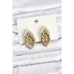Pirinç Gold Renk Sarmal Damla Model Vintage Kadın Küpe TJ-BKP11638