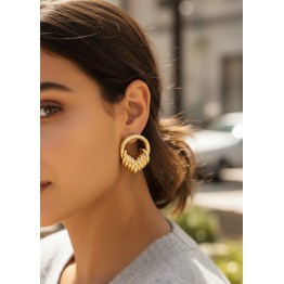 Pirinç Gold Renk Halka Sarmal Model Vintage Kadın Küpe TJ-BKP11640