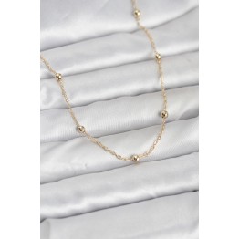 CM 14K Gold Renk Pirinç Top Zincirli 60 cm Kadın Kolye TJ-BKO10940