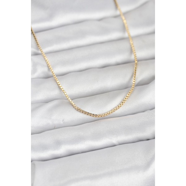 CM 14K Gold Renk Kare Zincirli Model 60 cm Kadın Kolye TJ-BKO10941
