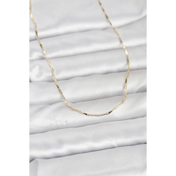 CM 14K Gold Renk Çubuk Kesme Zincir Model 60 cm Kadın Kolye TJ-BKO10945