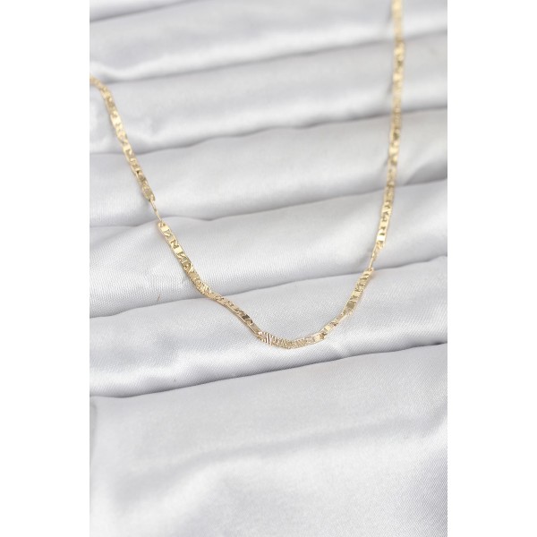 CM 14K Gold Renk Yassı Zincir Model 60 cm Kadın Kolye TJ-BKO10946