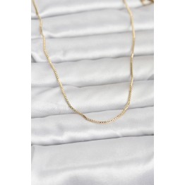 CM 14K Gold Renk İnce Kare Zincirli Model 60 cm Kadın Kolye TJ-BKO10956
