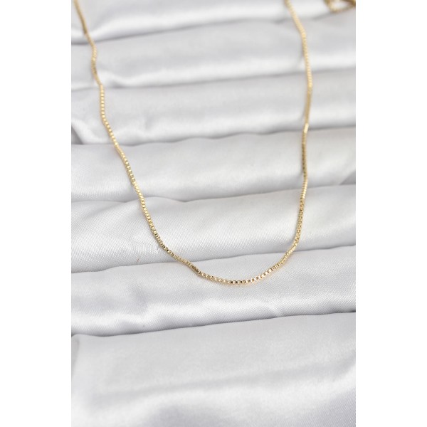 CM 14K Gold Renk İnce Kare Zincirli Model 60 cm Kadın Kolye TJ-BKO10956