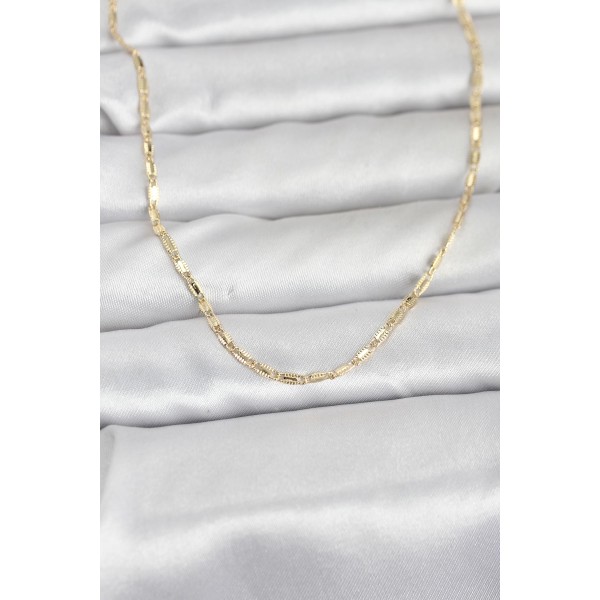 CM 14K Gold Renk Lazerli Zincir Model 60 cm Kadın Kolye TJ-BKO10957
