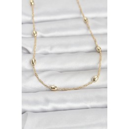 CM 14K Gold Renk Topçuklu Burgu Zincir Model 60 cm Kadın Kolye TJ-BKO10963