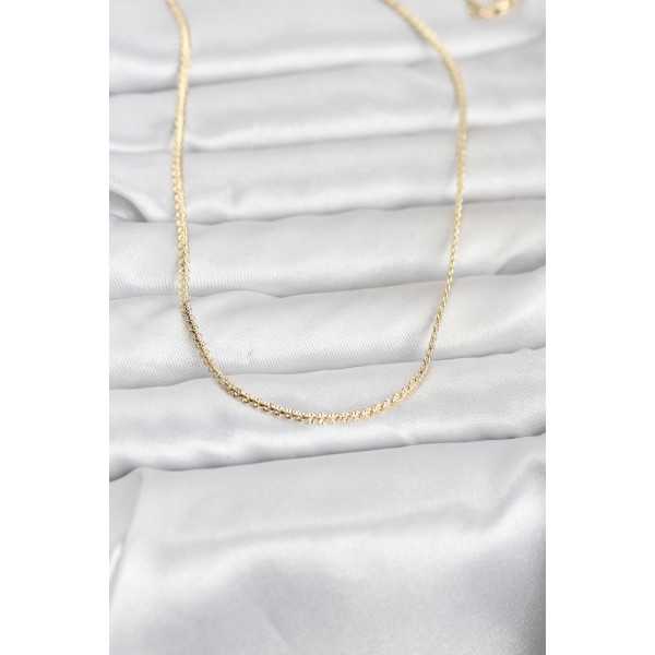 CM 14K Gold Renk Yassı Zincir Model 60 cm Kadın Kolye TJ-BKO10965