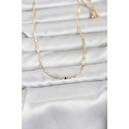 CM 14K Gold Renk Lazerli Yassı Model Zincirli 60 cm Kadın Kolye TJ-BKO10966