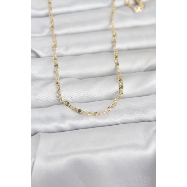 CM 14K Gold Renk Lazerli Gemici Zincir Model 60 cm Kadın Kolye TJ-BKO10974