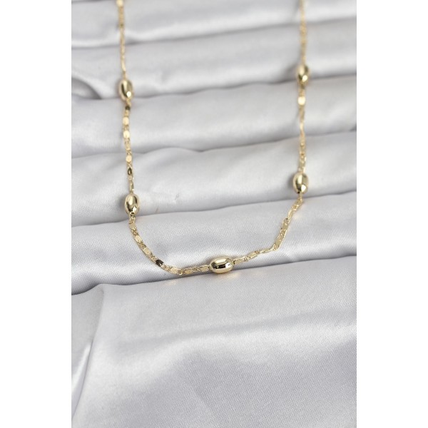 CM 14K Gold Renk Damla Topçuklu Zincir Model 60 cm Kadın Kolye TJ-BKO10977