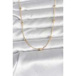 CM 14K Gold Renk Damla Topçuk Model Zincirli 60 cm Kadın Kolye TJ-BKO10980
