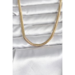 CM 14K Gold Renk Yassı Yılan Zincir Model 45 cm Kadın Kolye TJ-BKO11005