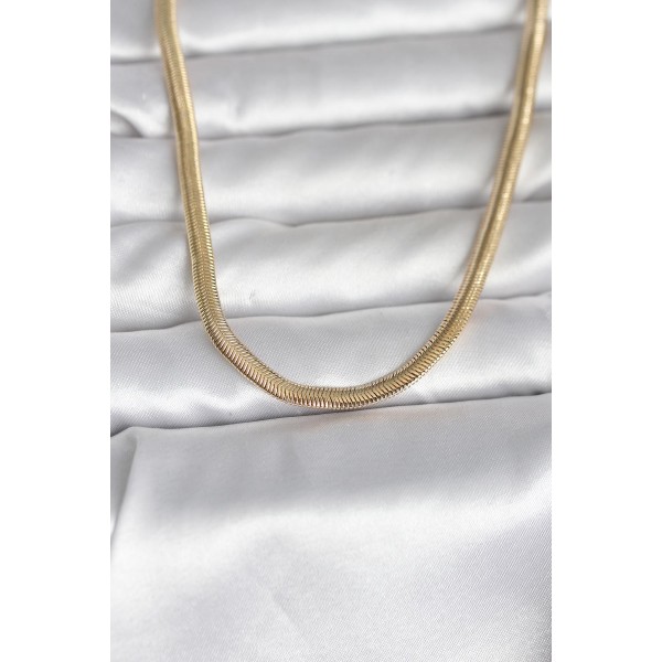 CM 14K Gold Renk Yassı Yılan Zincir Model 45 cm Kadın Kolye TJ-BKO11005