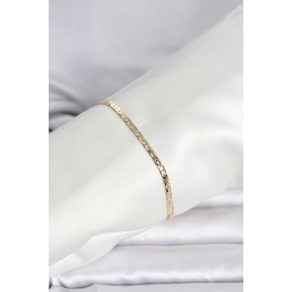 CM 14K Gold Renk Yassı Ezme Zincir Model Kadın Bileklik TJ-BB8292