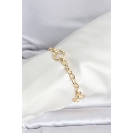 CM 14K Gold Renk Lazerli Halka Model Kadın Bileklik TJ-BB8300