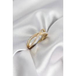 Zirkon Taşlı Sarmal Sedefli Gold Renk Kadın Yüzük TJ-BYK3927