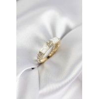 Zirkon Taşlı Kemik Model Gold Renk Kadın Yüzük TJ-BYK3932
