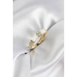 Zirkon Taşlı Kemik Model Gold Renk Kadın Yüzük TJ-BYK3932